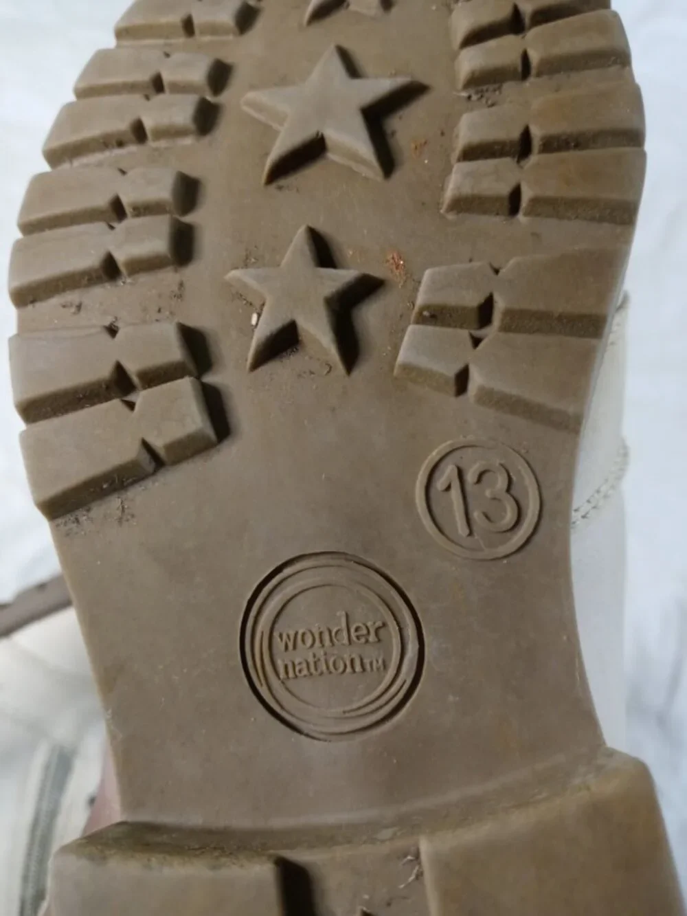 Wonder Nation Girls Beige/ Brown Lace & Zip Up Combat Boots Size 13 in Good Cond